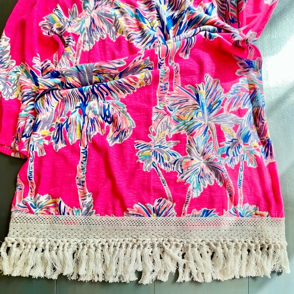 Lilly Pulitzer ALIA BEACH COVER UP Cotton Dress, Flamingo Pink Nice Stems XXS - Picture 9 of 10